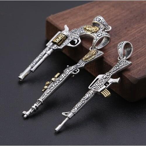 Submachine Gun Hand Gun Sniper Gun Pendant Necklace Hiphop Handmade Statement Necklace jewelry For Men