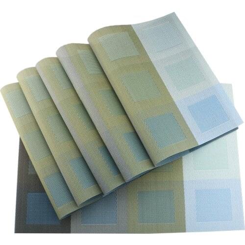 Set of 6 Rectangle Placemats for Dinning Table Luxury PVC Woven Vinyl Table Mats Washable and Heat Insulation Kitchen Place Mats