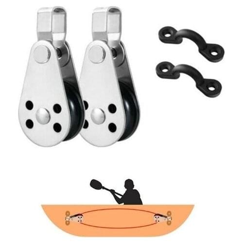Sets Stainless Steel Pulley Block with Pad Eye for Kayak Canoe Boat Anchor Trolley Kit
