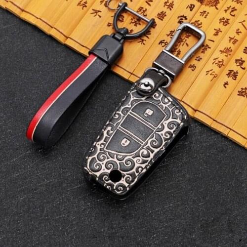 Genuine Leather Key Case Cover For Toyota Avensis Corolla Prius Camry Vitz RAV4 C-HR Yaris Auris Car Keychain