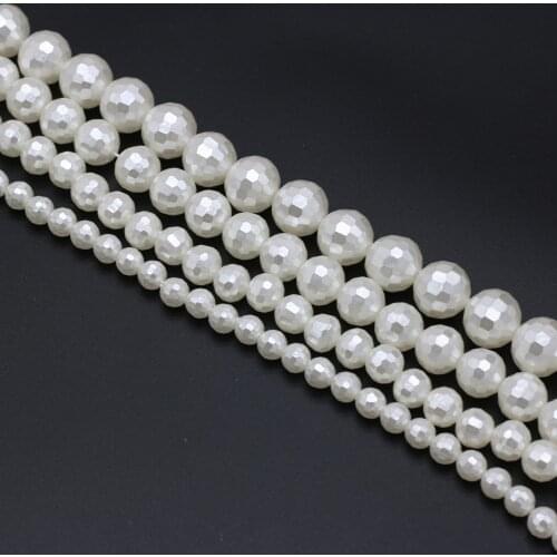 Wholesale Natural White Shell Pearl Round Loose Beads Faceted Beads For Jewelry Making Choker DIY Bracelet Accessories 14