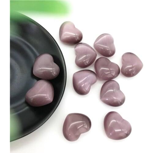 Drop Shipping 1pc Purple Cat Eye Stone Heart Shaped Crystal Stones Gem Healing Stones Gifts Decor Natural Stones and Crystals