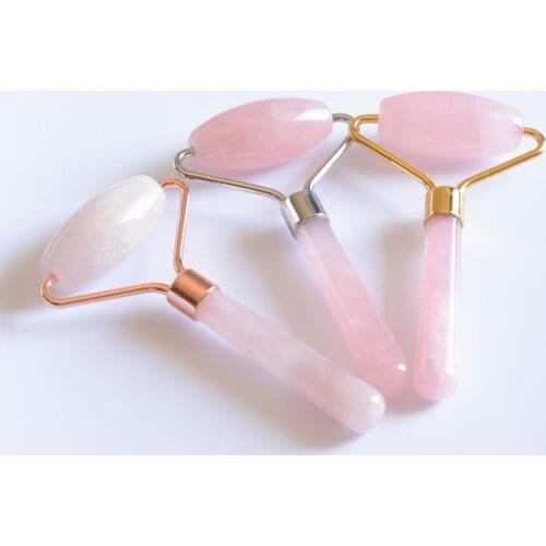 Rose Crystal Face Lift Massager Crystal Roller Facial Massage Relaxation Jade Roller Stone Natural Rose Quartz Beauty Skin Tool