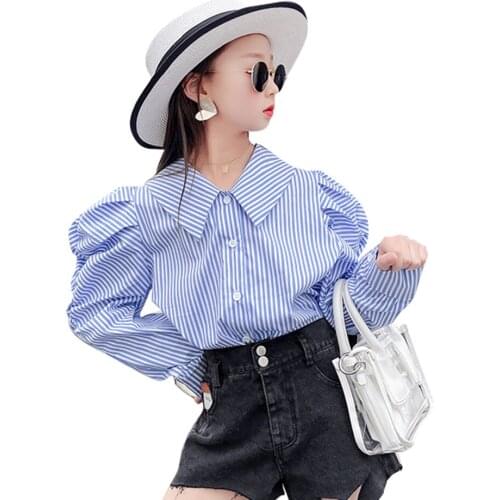 Shirts For Girls Pull Sleeve Blouse For The Girl Solid Color Kids Blouse For Girls Autumn Teenage Clothes For Girls
