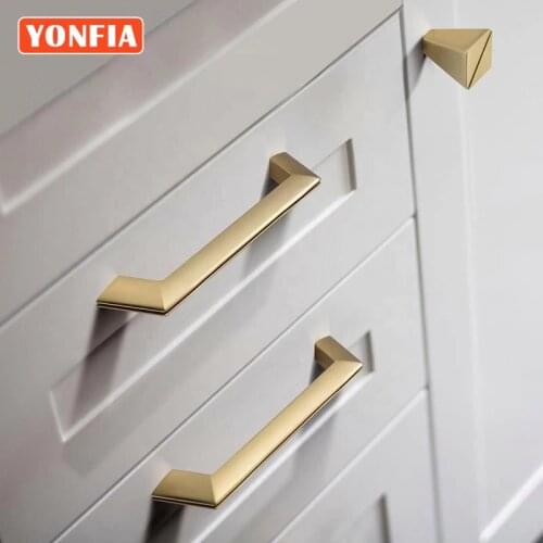 YONFIA 3669 Hot Sale Modern Style Brushed Gold Office Accessories Drawer Pulls Nordic Simple Closet Handles for Furniture