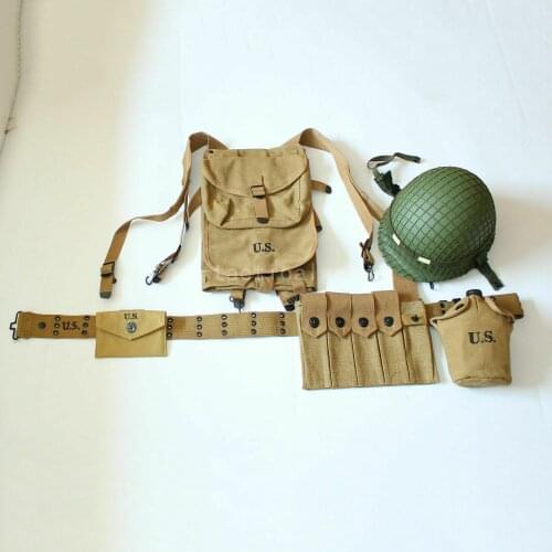 WWII WW2 US army M1 Helmet Thompson Magazine M36 Belt 1928 Haversack Tool Bag SET SOLDIER MILITARY WAR REENACTMENTS EQUIPMENT
