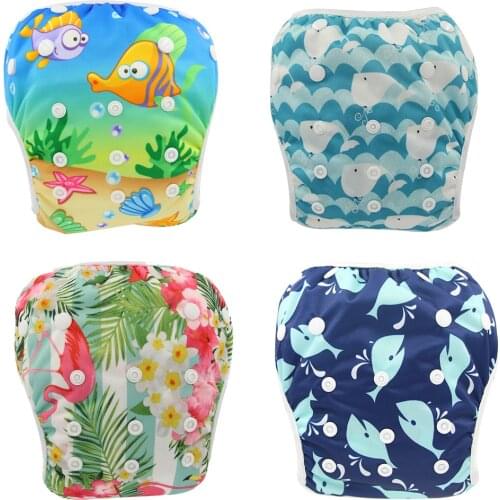 Ohbabyka Swimming Diaper Cover Baby Infant Swim Cloth Nappies Character Waterproof Reusbale Pocket Diapers Newborn Baby Diaper