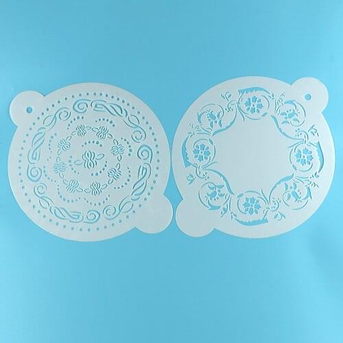 Facemile 2PCS Cake Stencil Cake top Stencil Flower Stencils Template Wedding Cake Border Decoration Cupcake Cookie Stencil