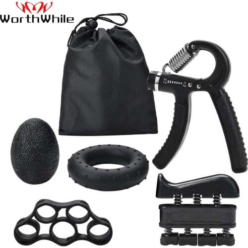 WorthWhile 5PC/Set Gym Fitness Adjustable Hand Grip Set Finger Forearm Strength Muscle Recovery Hand Gripper Exerciser Trainer