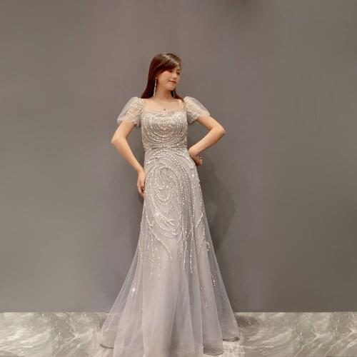 Celebrity A-line dresses Beaded Evening Dresses 2021 New style Formal dress Light luxury