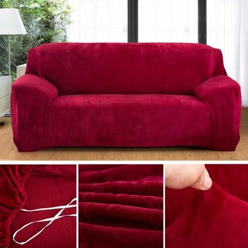 High Quality Solid Color Simple Home 1/2/3/4 Seat Sofa Cover Plush Padded Sofa Cushion Home Decoration Sofa Cover