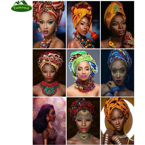 Yumeart Handmade Diamond Embroidery Africa Sexy Woman Diy Full Sets Diamond Painting Fashion Lady Mosaic Picture Rhinestones Art