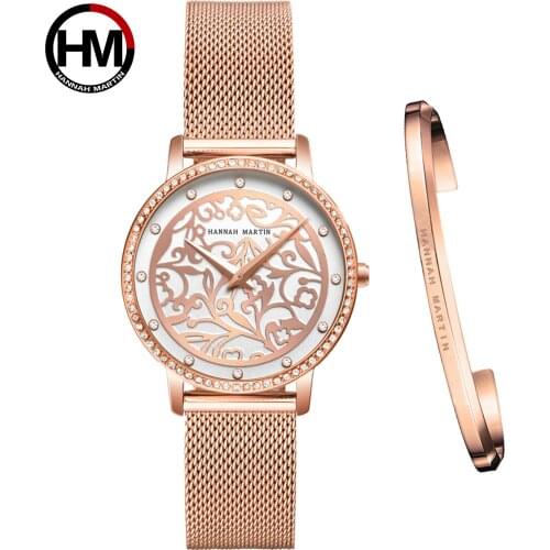 New 1 Set Bracelet Japanese Movement Quartz Ladies Women Stainless Steel Mesh Casual Waterproof Wrist Watch Gift For Female