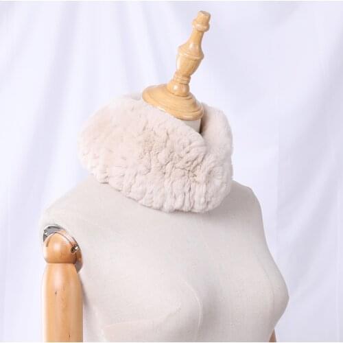 2020 Women Real Fur Handmade Stretch Fur Scarf Knit Genuine Rex Rabbit Fur Headbands Girls Natural Fur Ring Cowl Snood Scarves