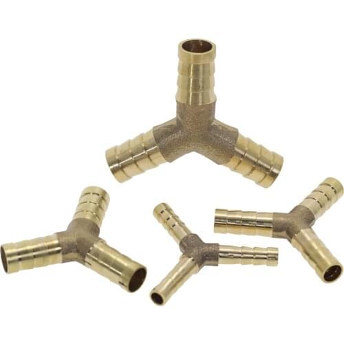 1pc Brass Splicer Pipe Fitting Y Shape 3 Way 6mm 8mm 10mm 12mm Hose Barb Copper Barbed Connector Joint Coupler Adapter