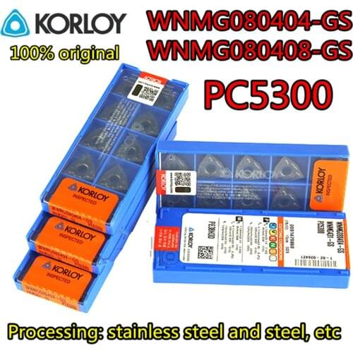 100% original WNMG080404-GS WNMG080408-GS PC5300 50pcs KORLOY Carbide insert Processing: stainless steel. Alloy steel etc