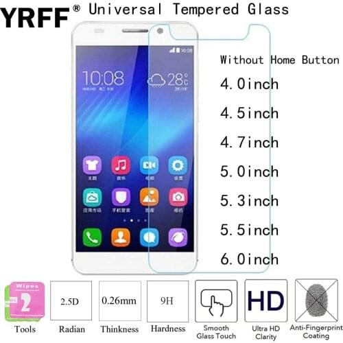 2PCS 2.5D Tempered Glass Screen Protector Universal Film 4.0 4.5 4.7 5.0 5.3 5.5 6.0 inch For Huawei ZTE Lenovo LG UMI Samsung