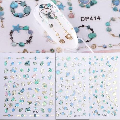 3D Nail Art Adhesive Stickers DIY Jewelry Flower Sliders for Nails Shiny Glitter Wraps Geometry Tips Manicure Decor BEDP413-424