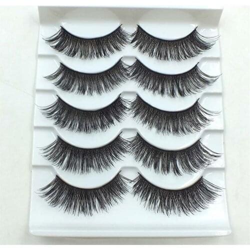 5 pairs 100% Real Fake Mink Eyelashes 3D Natural False Eyelashes 3d Mink Lashes Soft Eyelash Extension Makeup Kit Cilios