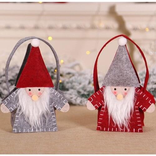 5PCS Christmas Present Gift Bags Non-woven Candy Bag Santa Claus Xmas Tree Packing Bags Festive Party Candy Pouches
