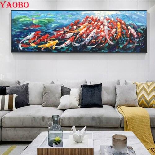 5D DIY Diamond Painting Cross Stitch Koi fish Needlework Home Decorative,Full Square Round Diamond Embroidery animal mosaic kit
