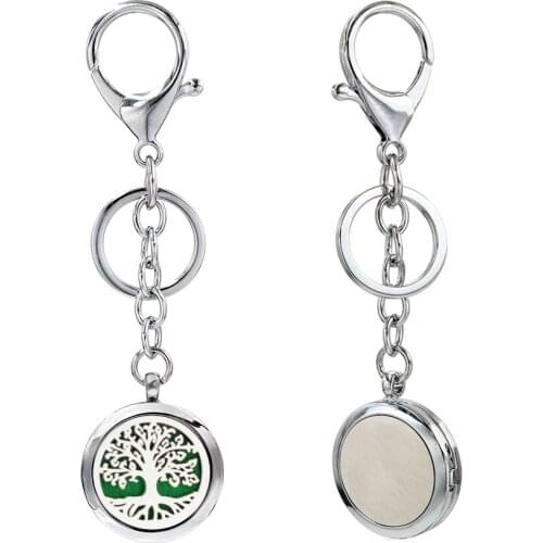 Dog bone Tree of life Aroma Key Chain locket diffuser locket Lobster clasp split Key ring With 5 pads fit key chain pet collar