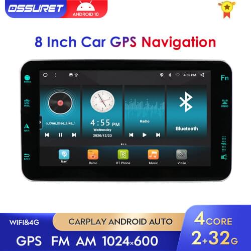 DSP 1Din 4Core Android 10 CAR Audio Radio Bluetooth 5.0 Stereo Universal Rotatable Screen Multimedia Player RDS GPS Wifi SWC USB