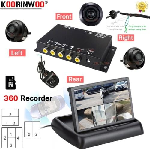 Koorinwoo Car Folding Monitor DVR Split host Box Recorder With Camera Switch Cable Left Right Side Light Front camera Reverse AV
