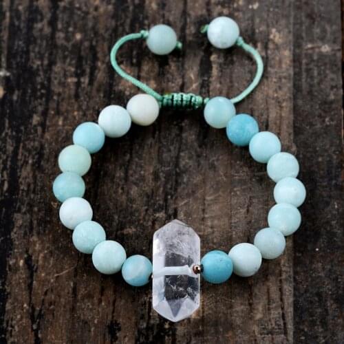 White Crystal Point Beaded Bracelet Handmade Healing Stone Women Bracelet Boho Energy Adjustable Bracelet Friend gifts Dropship