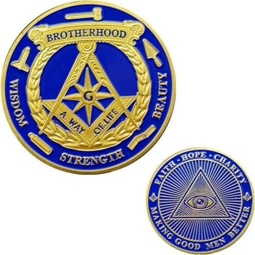 Brotherhood Freemasons Masonic Gold Coin masonic all-seeing eye Golden Design Mason Token Coins Collection Gift
