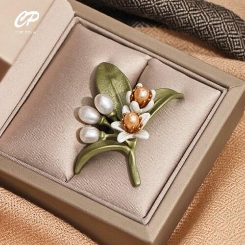 Broccoli Orange blossom Brooches For Woman Wedding Party Flower Vintage Green Brooch Gift