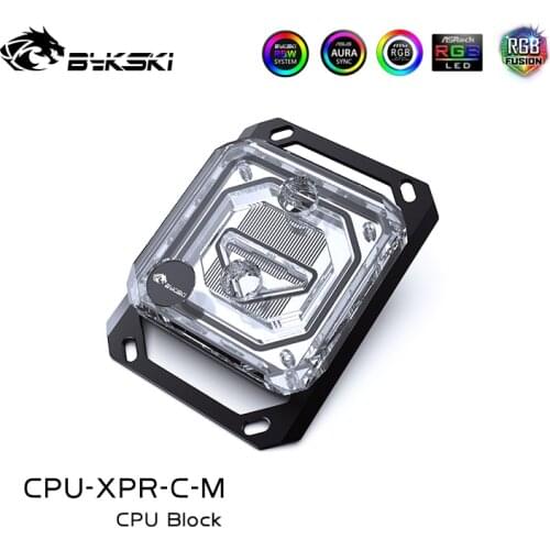 Bykski CPU processor water block cooler heat sink for Ryzen 3/5/7 X470 X570 transparent acrylic RGB 12V 5V CPU-XPR-C-M