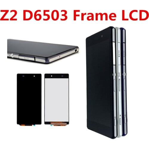 Black white purple LCD Display For Sony Xperia Z2 D6502 D6503 D6543 L50W D6502D Touch screen Digitizer Assembly Frame
