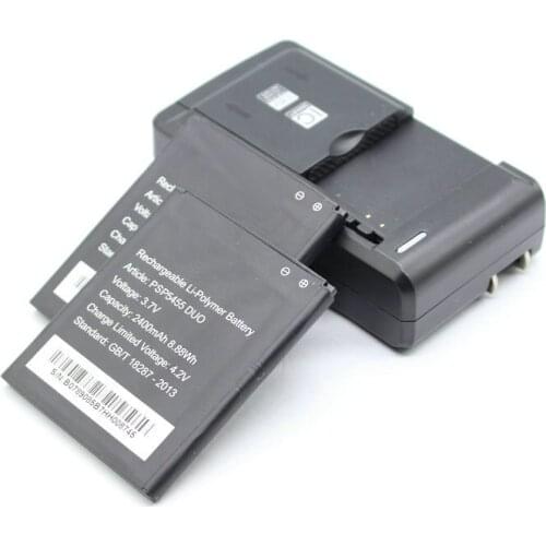 Ciszean 2x Replacement Battery For Prestigio Multiphone PSP5455 DUO PSP 5455 DUO 2400mAh Mobile Phone + Universal Charger