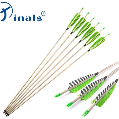 Wooden Skin Archery Spine 400 500 600 32 Inches Carbon Arrows Shaft Turkey Feather Compound Recurve Bow Hunting
