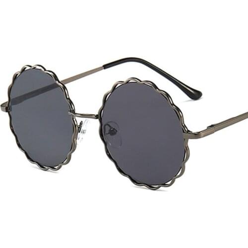 Child Cute Round Metal Flower Frame Sunglasses Children Kids Pink Blue Yellow Lens Fashion Boys Girls UV400 Protection Eyewear