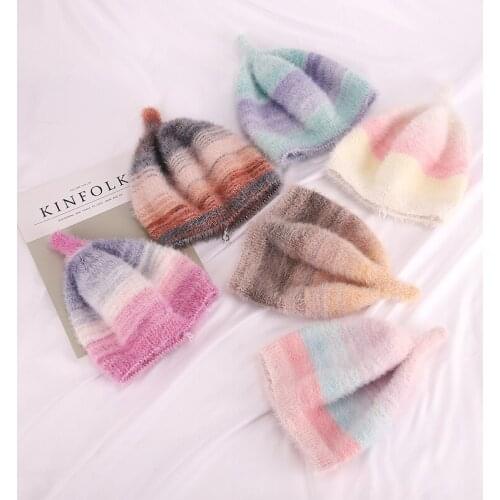 Children Stretch Beret Hat Childrens autumn and winter solid color British style painter hat woolen all-match warm beret