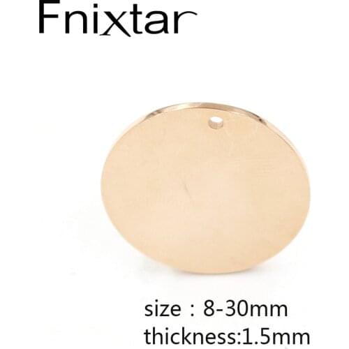 Fnixtar Size 8-30mm Mirror Polishe Rose Gold Color Stainless Steel Round Discs Stamping Blanks For DIY 20piece/lot