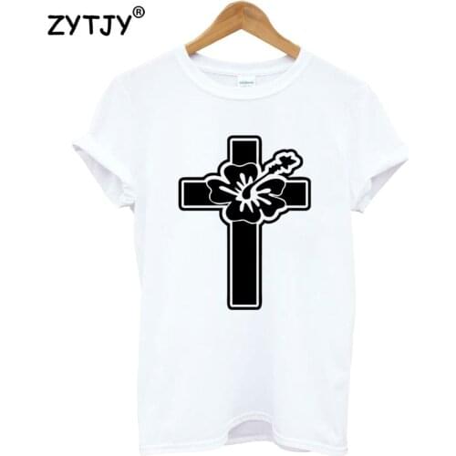 Cross flower Print Women Tshirt Cotton Funny t Shirt For Lady Girl Top Tee Hipster Tumblr Drop Ship HH-210