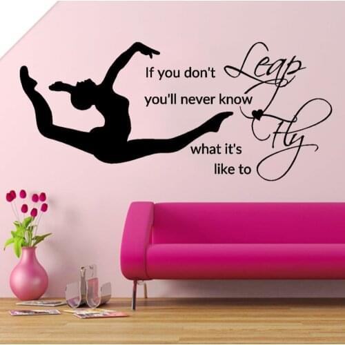 Leap Fly Girl Bedroom Decal Gymnastic Vinyl Stickers Muraux Bedding Decor Quotes Sports Art Stencils For Walls DIY SYY034