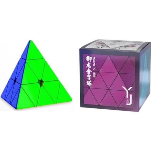 YongJun Yulong 3x3x3 Pyramid Magnetic Magic Cube Stickerless Black Magnets Triangle Puzzle Speed Adults Children’s Toys Gift