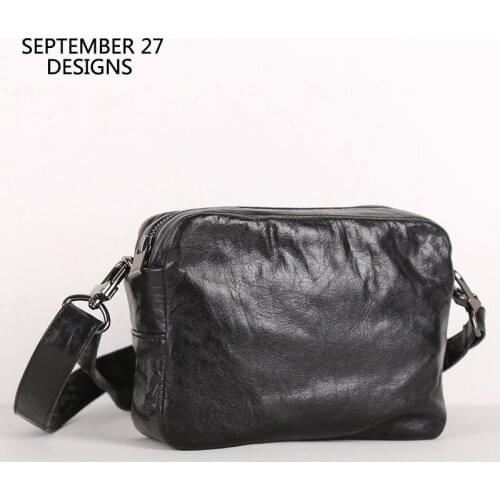 Small Messenger Bags Female Genuine Leather Casual Mini Phone Bag Oil Wax Leather Handmade Women Crossbody Shoulder Bag Handbags