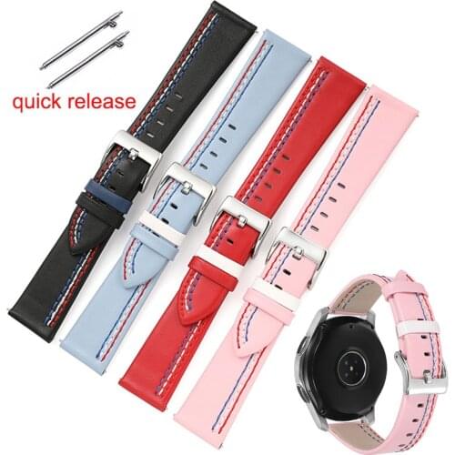 Fashion Cow Leather Watchband For Samsung Active 43mm 47mm Gear S3/S2 20mm 22mm Quick Release Straps For Huawei GT2 AMAZFIT Band