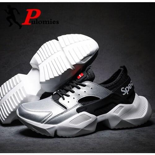 Pulomies Men Sneakers Men Casual Shoes Chunky Platform Sneakers Men Sport Shoes Running Shoes Men Height Increasing Shoes White