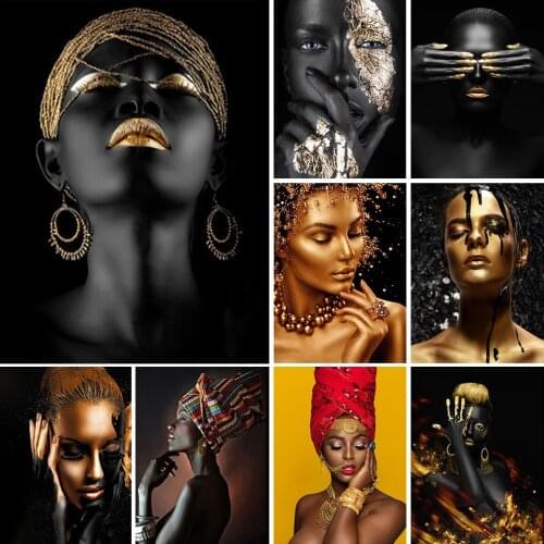 5D DIY Diamond Painting Black White Gold Modern Woman Cross stitch Full Drill Embroidery Mosaic Art Picture Rhinestones Decor