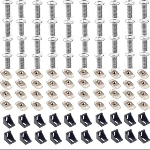 4040 Aluminum Profile Connector Set: 40Pcs M8 X 16 mushroom head hexagon screw + 20Pcs 4040 Corner Bracket + 40Pcs M8 T-nut