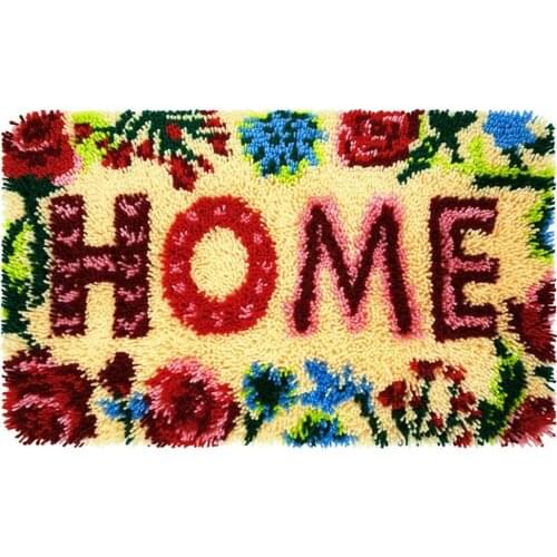 Latch Hook Rug Kits DIY Crochet Yarn Rugs Hooking Craft Kit with Color Preprinted Pattern Design for Adults Kids Home Decoration