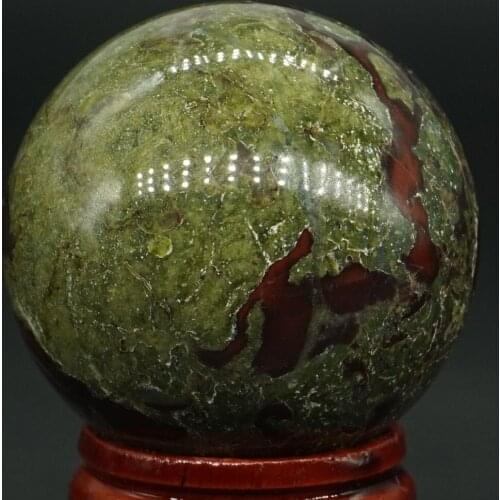 40MM Natural Gemstone Dragon Blood Stone Sphere Crystal Ball Reiki Healing Globe Home Decor