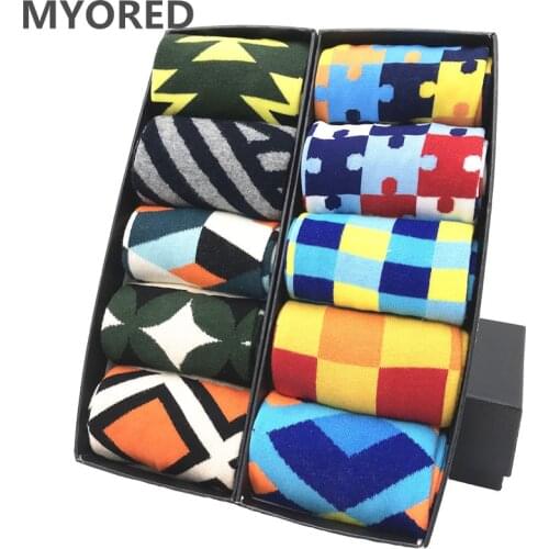 MYORED drop shipping colorful fashion mens socks combed cotton funny crew socks for men Calcetines de hombre