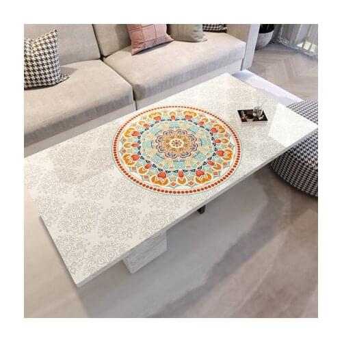 New Arrive European Style Retro Dining Table Mat PVC Soft Glass Ethnic Style Bohemian Coffee Table Tablecloth 1.5MM